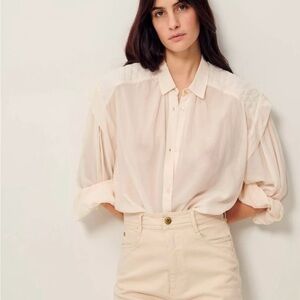 SESSUN Terrasini Blouse In Fleur De Sel, size S, Ivory blouse